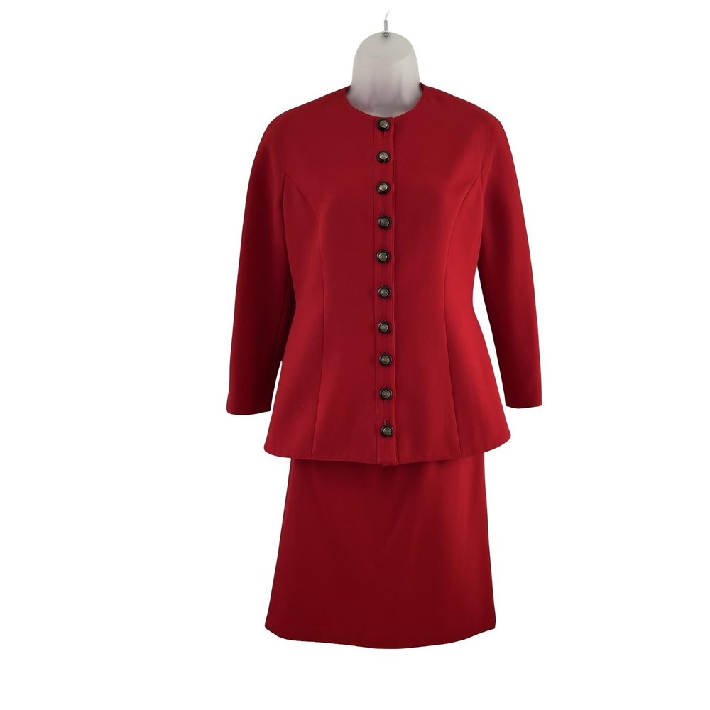 Vintage Valentino Boutique Skirt Suit Womens 4 Red Made in‎ Italy Two Piece 90s